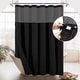preview thumbnail 36 of 49, Cotton Blend Honeycomb Waffle Shower Curtain with Snap-in Liner 71"W X 72"L - Black