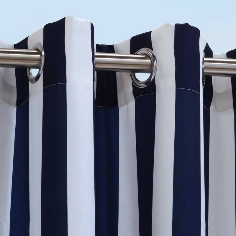 Coastal Stripe Indoor/Outdoor Curtain Panel by Outdoor Decor