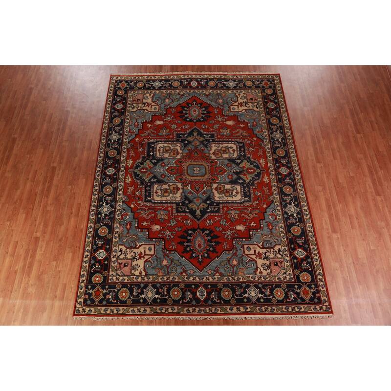 Traditional Heriz Serapi Indian Area Rug Handmade Wool Carpet - 8'11" x 11'11"