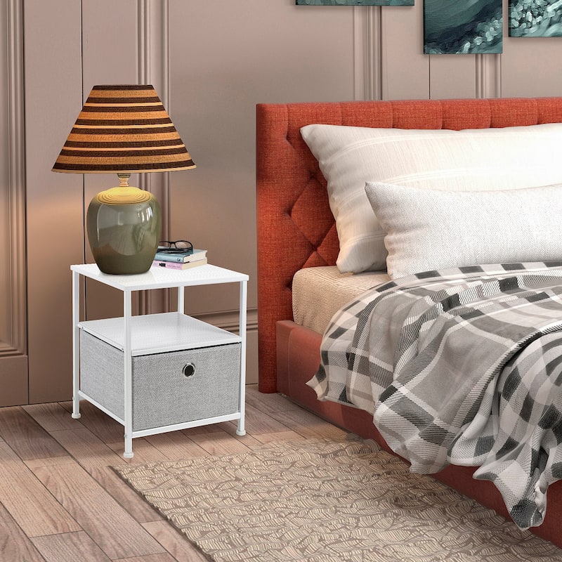 Nightstand 1-Drawer Shelf Storage Bedroom Furniture & End Table Chest