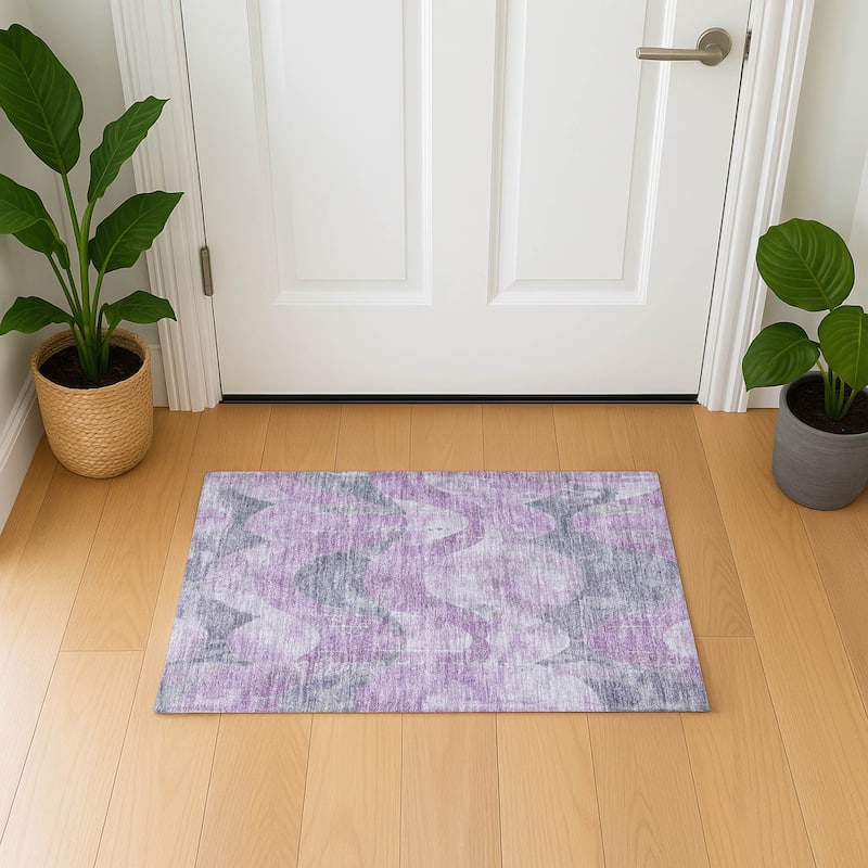 Premium Washable Super Soft Contemporary Mayfield Rug - Lavender - 1'8" x 2'6"