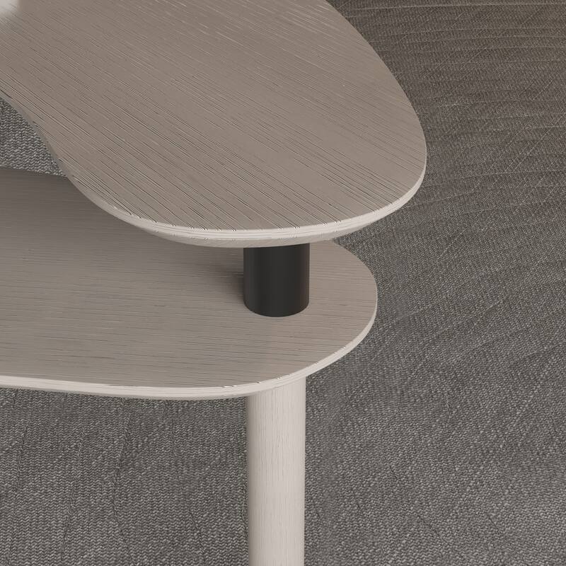 Contemporary rotatable cocktail table with solid rubber wood legs, 360 degree rotating coffee table