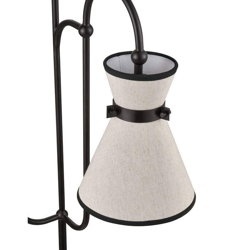 Elk Home Emsworth Matte Black With Sand Linen Shade 2 Light Floor Lamp