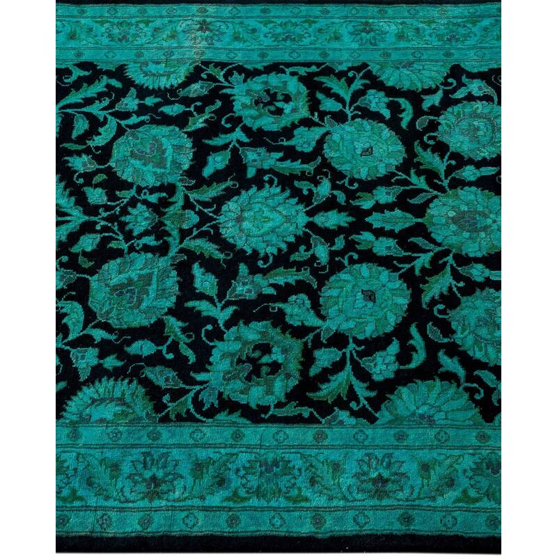 Overton Hand Knotted Wool Vintage Inspired Modern Contemporary Overdyed Black Runner Rug - 2' 7" x 19' 0"