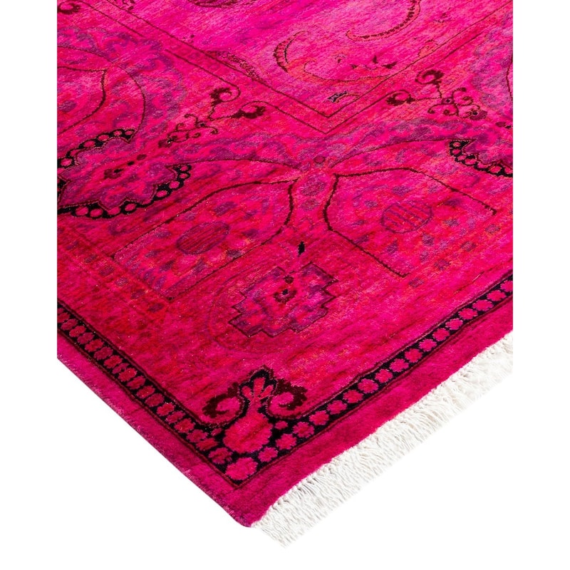 Overton Hand Knotted Wool Vintage Inspired Modern Contemporary Overdyed Pink Area Rug - 8' 0" x 11' 0"