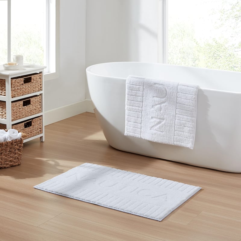 Nautica 2 Piece Printed Cotton Bath Rug Set