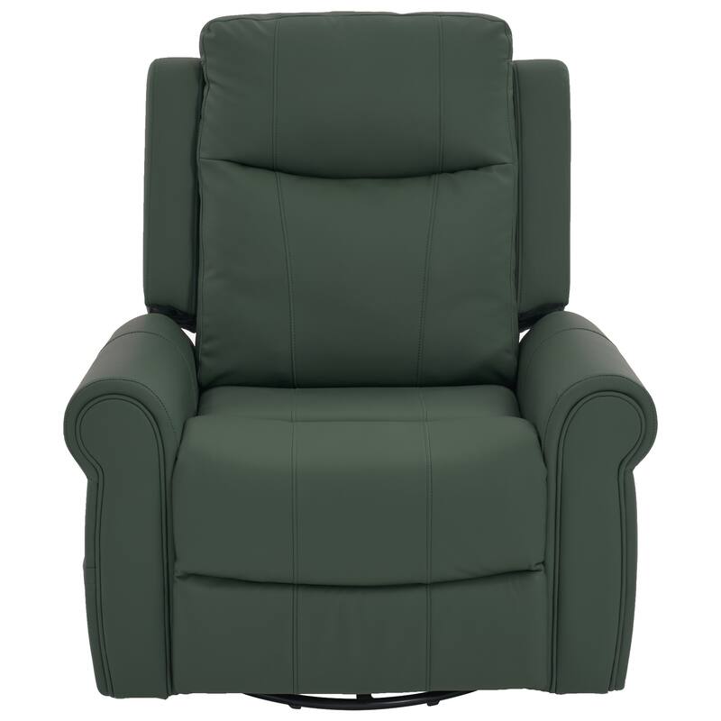 Manual Recliner 270°Swivel Rocker Chair PU Leather Recliner with Massage and Heating, Dual Reclining Positions and Side Pocket