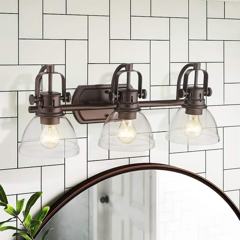 3-Light 4-Light Industrial Bathroom Vanity Light with Clear Glass