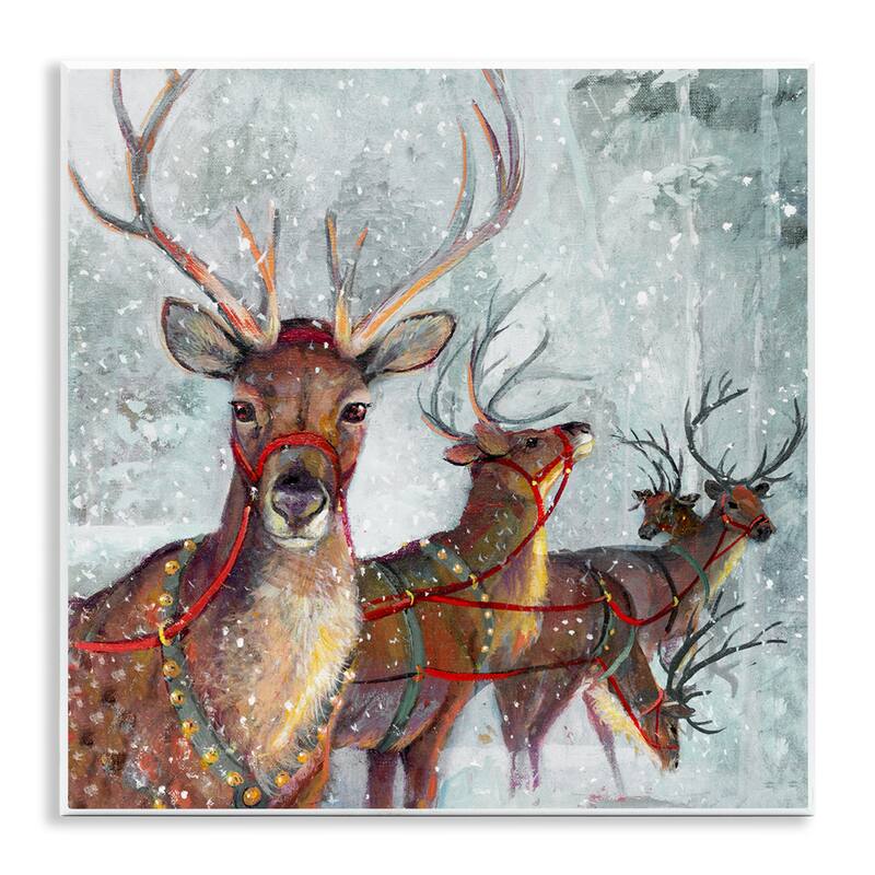 Stupell Winter Reindeer Holiday Landscape Wall Plaque Art by Ruane Manning - 12 x 12