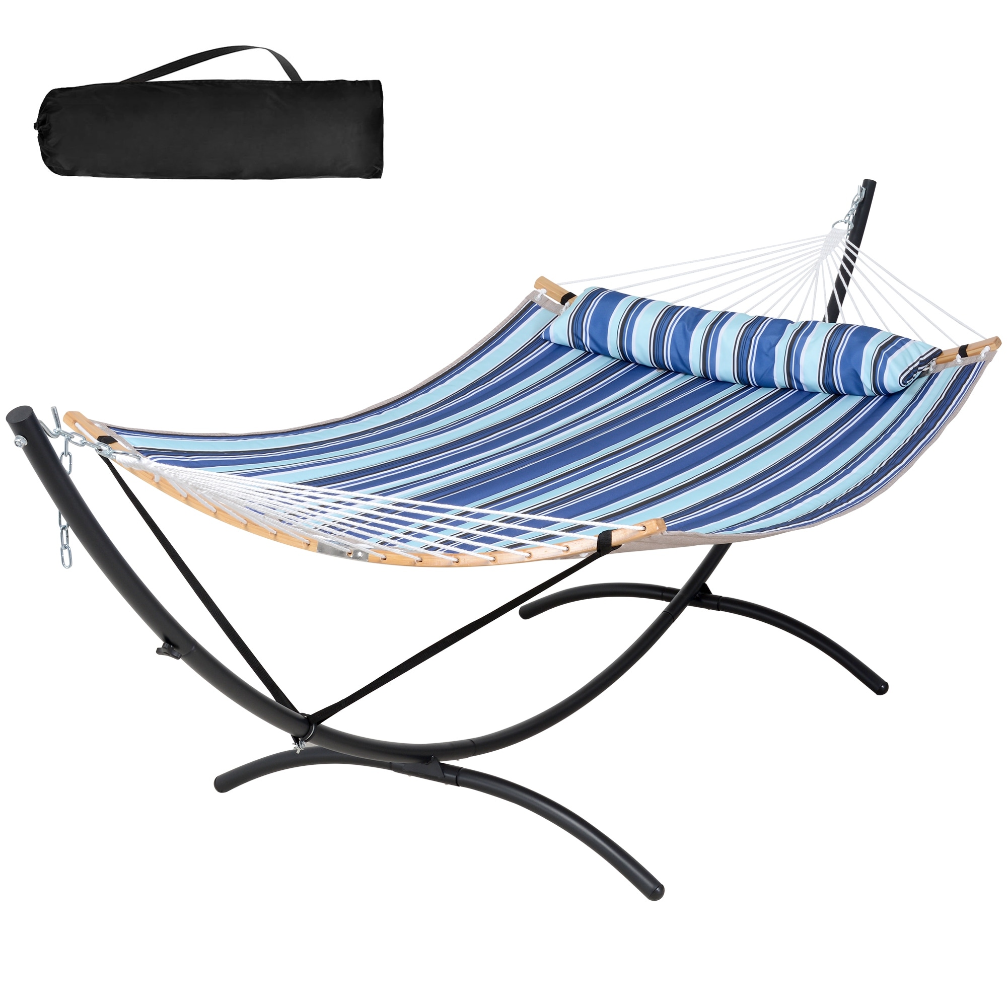 12.5 ft. Curved Stand Portable Freestanding Hammock – Outdoor - 150*55.1*43.3 in