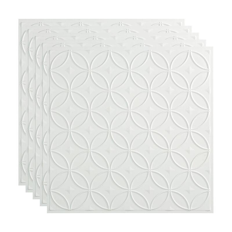 FASÄDE Rings Decorative Vinyl 2ft x 2ft Lay in Ceiling Panel in Gloss White (5 Pack) - 5 Pack - Gloss White