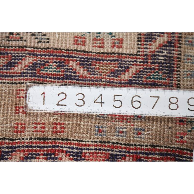 Hand Knotted Oriental 100% Wool Carpet Traditional Geometric Red Heriz Runner Rug - 9' 7'' X 3' 2''