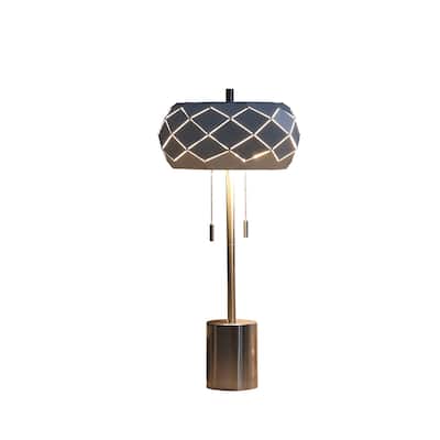 HomeRoots 28" Silver Metal Table Lamp With Geometric Laser Cut Metal Shade - 13