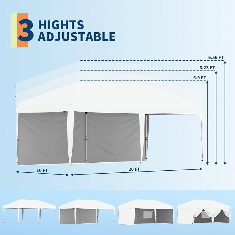 10x20 Pop Up Canopy Tent Outdoor with 2 Removable Sidewalls