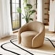 preview thumbnail 45 of 70, 35" Wide Velvet/ Boucle Swivel Barrel Accent Chair