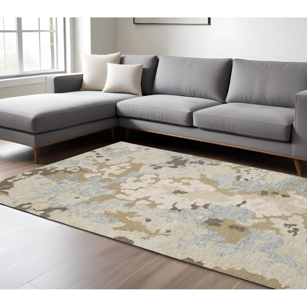 HomeRoots Abstract Modern Rectangle Area Rug - 119.69 in. x 95.67 in. x 0.39 in.
