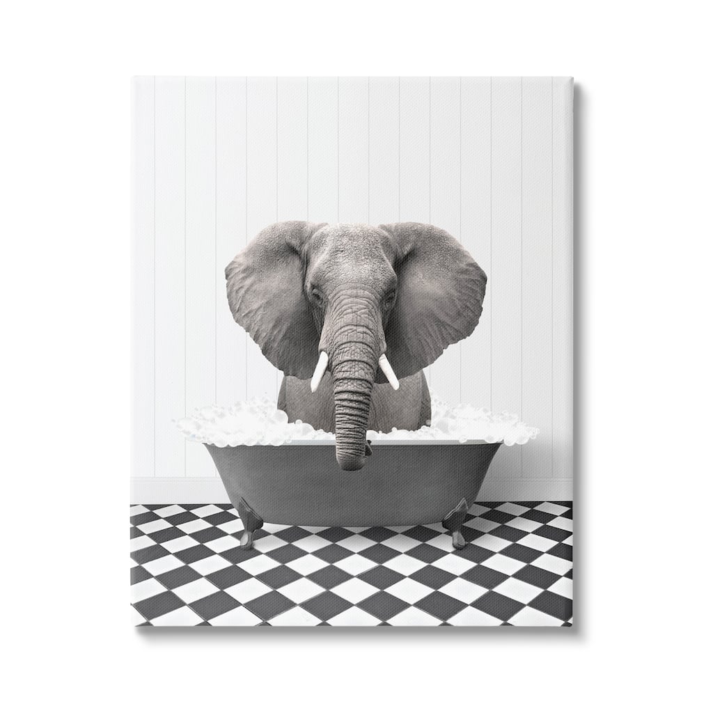 Stupell Elephant Bathing in Tub Canvas Wall Art Design by Lettered and Lined