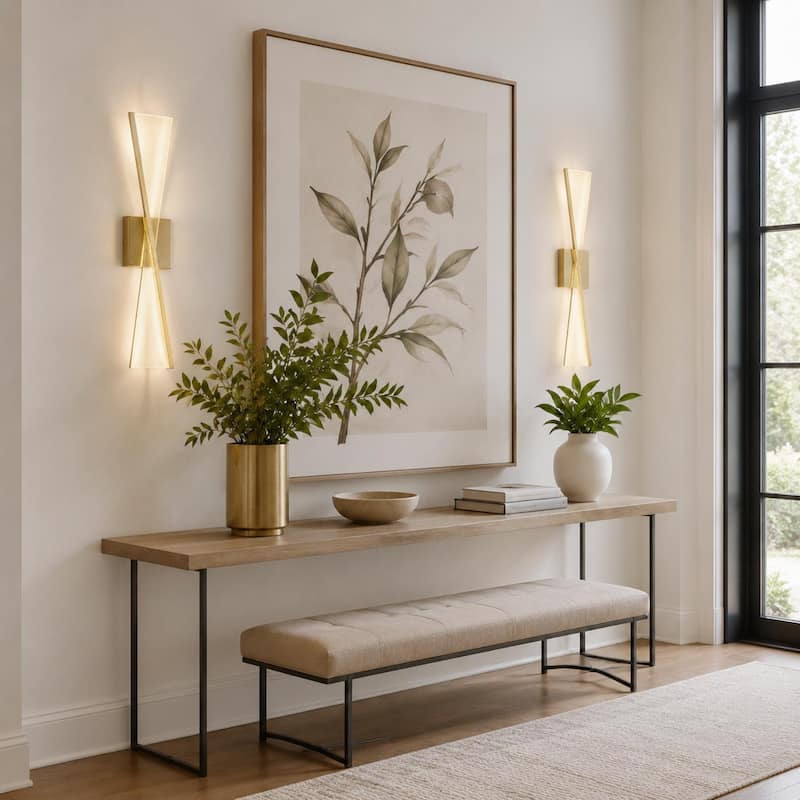 Modern LED Linear X Frame Glam Wall Sconce with Acrylic shade for Dining Room Mirror