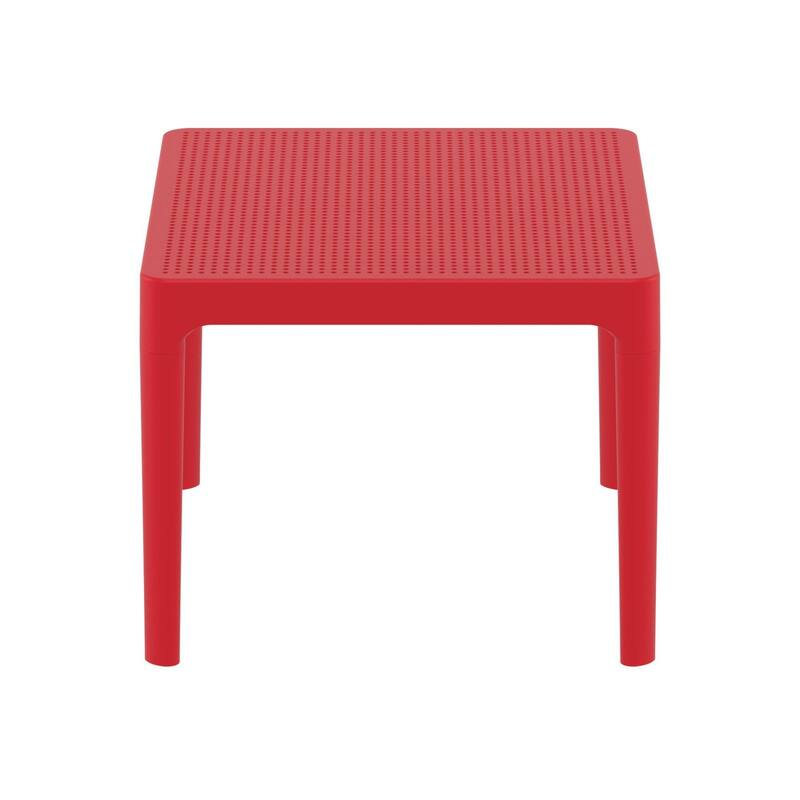 23.5" Red Rectangular Outdoor Patio Side Table