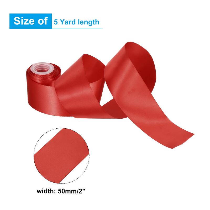 2" 5 Yard Double Faced Solid Satin Ribbon Polyester Fabric - Red