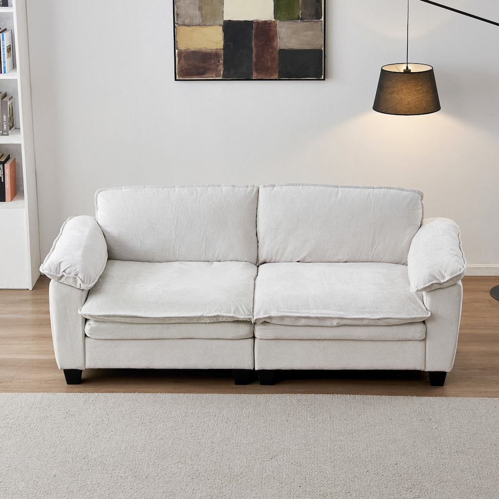 Roomfitters Modern 2-Seater Loveseat Sofa, Comfortable Small Space Couch with Padded Cushions for Living Room Office