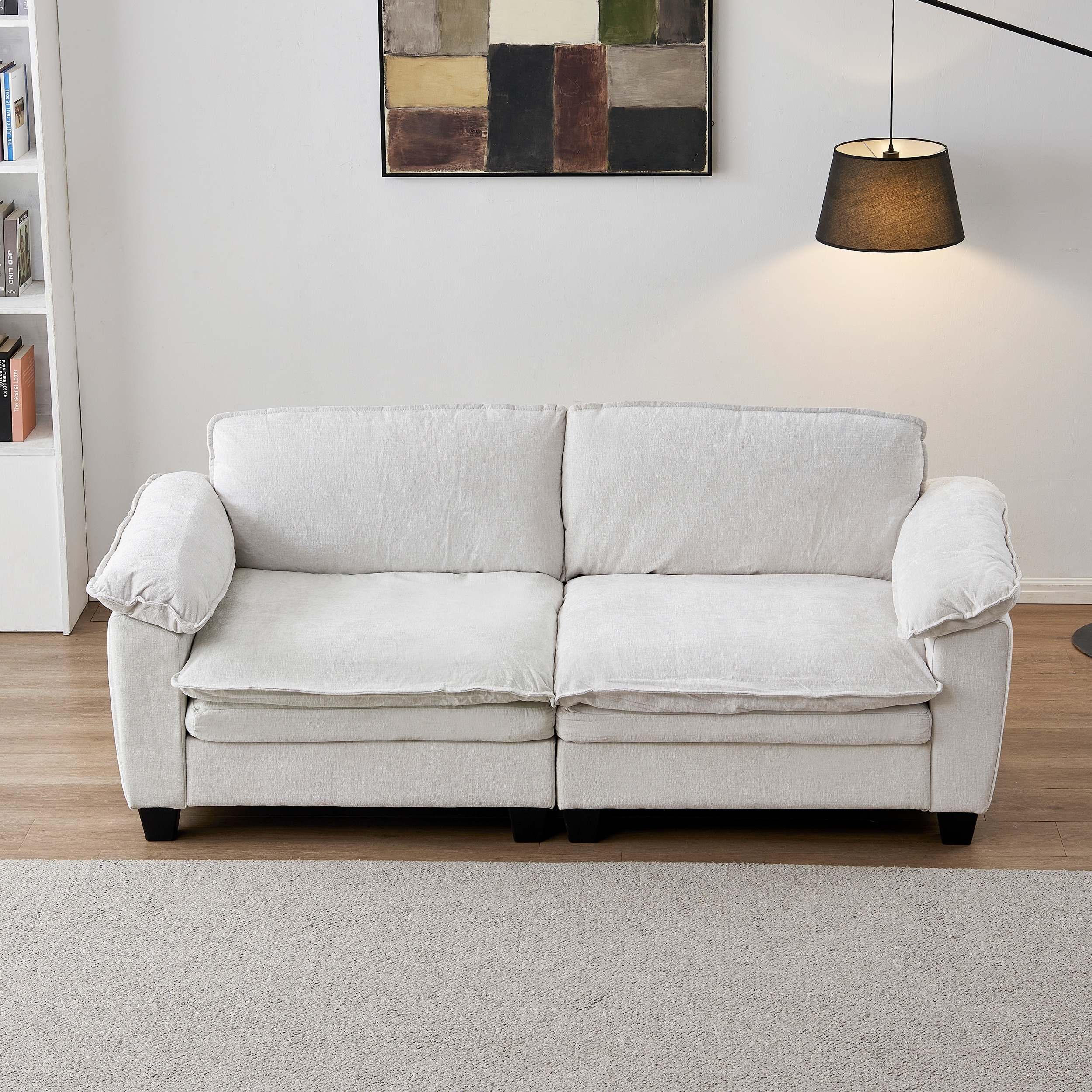 Roomfitters Modern 2-Seater Loveseat Sofa, Comfortable Small Space Couch with Padded Cushions for Living Room Office