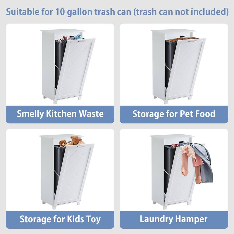 VECELO Tilt Out Kitchen Trash Bin Cabinet with Negative Ion Deodorizing Function Hidden Storage for Kitchen