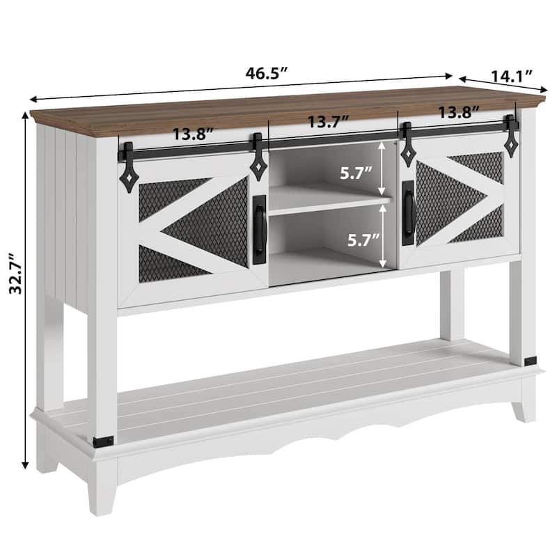 46" Entryway Table with Sliding Barn Doors