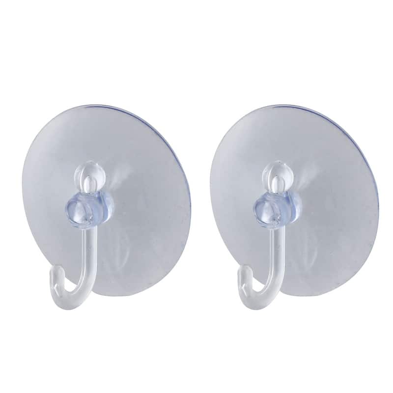 Towels Holder Glass Wall Window Hanging Suction Cup Hook 50mm Dia 2pcs - Clear - 2" x 0.4"(D*T)