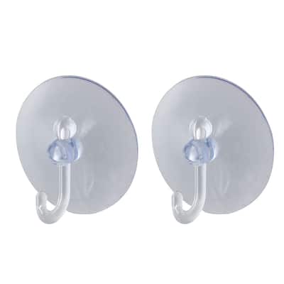 Towels Holder Glass Wall Window Hanging Suction Cup Hook 50mm Dia 2pcs - Clear - 2" x 0.4"(D*T)