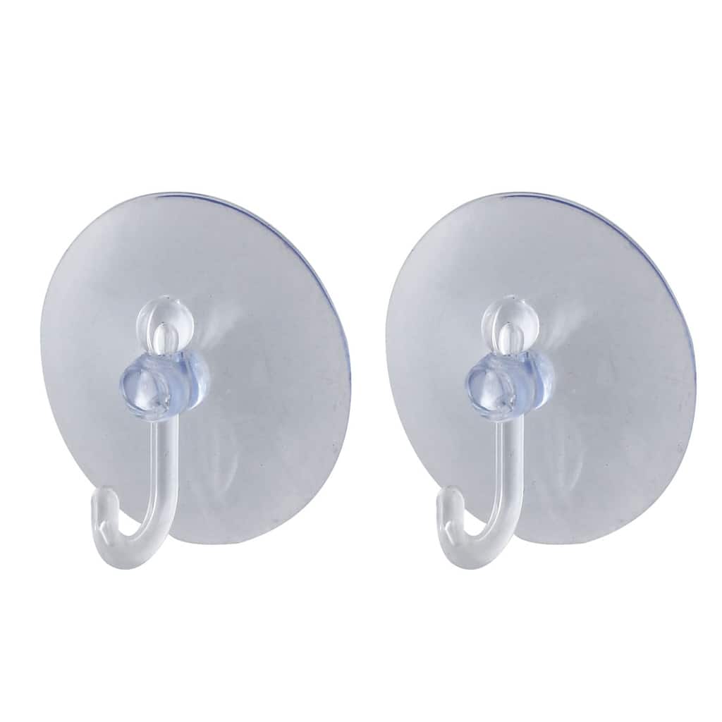 Towels Holder Glass Wall Window Hanging Suction Cup Hook 50mm Dia 2pcs - Clear - 2" x 0.4"(D*T)