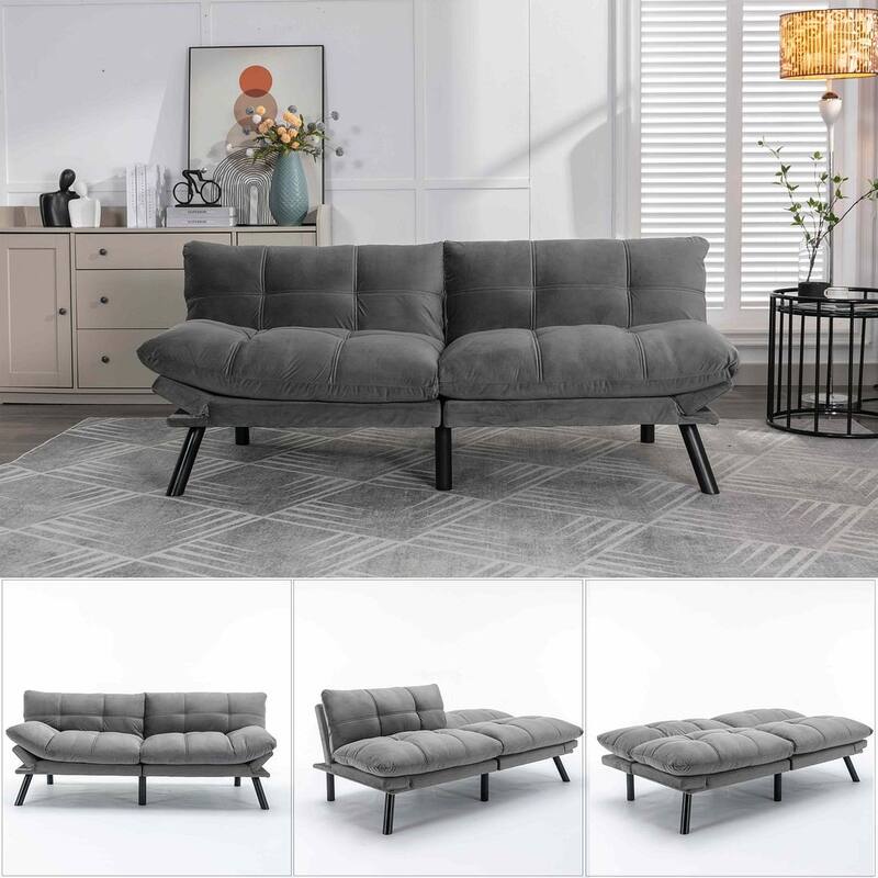 Modern Upholstered 2-Seater Sofa Bed with Adjustable Backrest and Armrests - 70:l