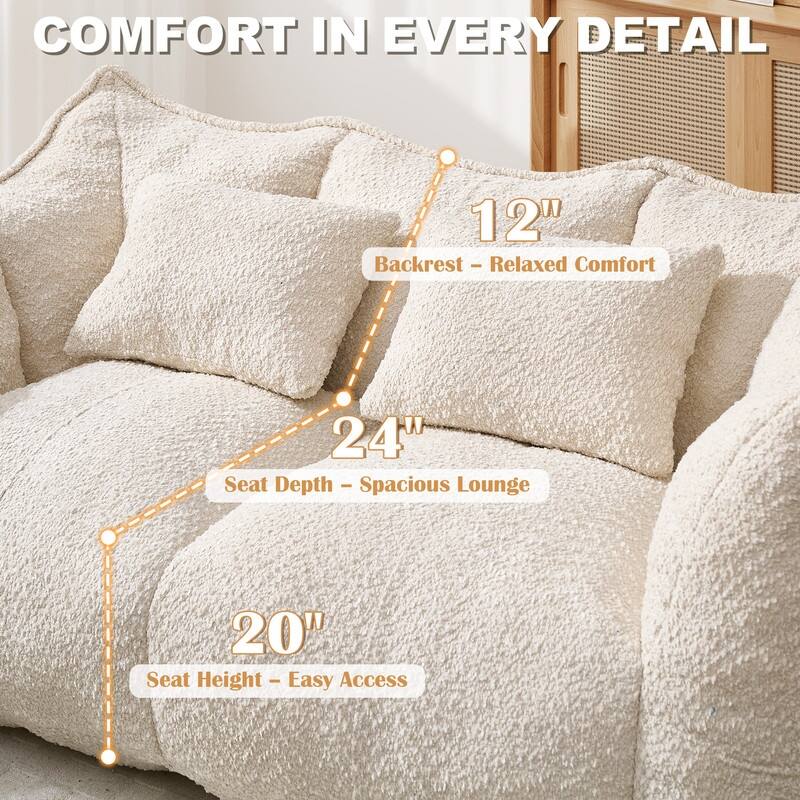 Rossetta Soft Comfortable Square Beanbag Chair with Armrests