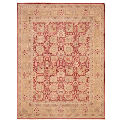 ECARPETGALLERY Hand-knotted Peshawar Finest Red Wool Rug - 9'0 x 11'7