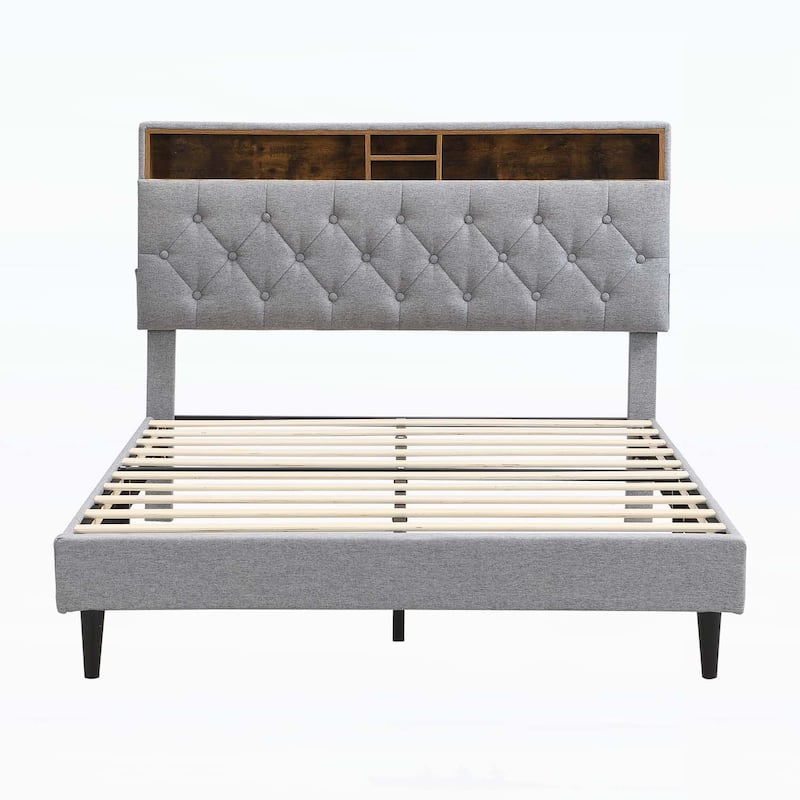 Versatile Platform Bed with Advanced Charging and Storage Options