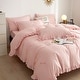 preview thumbnail 2 of 7, Pink Ruffle Duvet Cover, Fitted Bedding Set, 100% Cotton