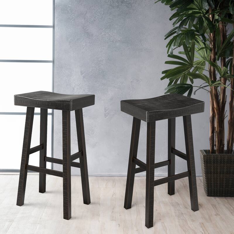 Solid Wood Modern Midnight Bar Stool Set of 2 - Black