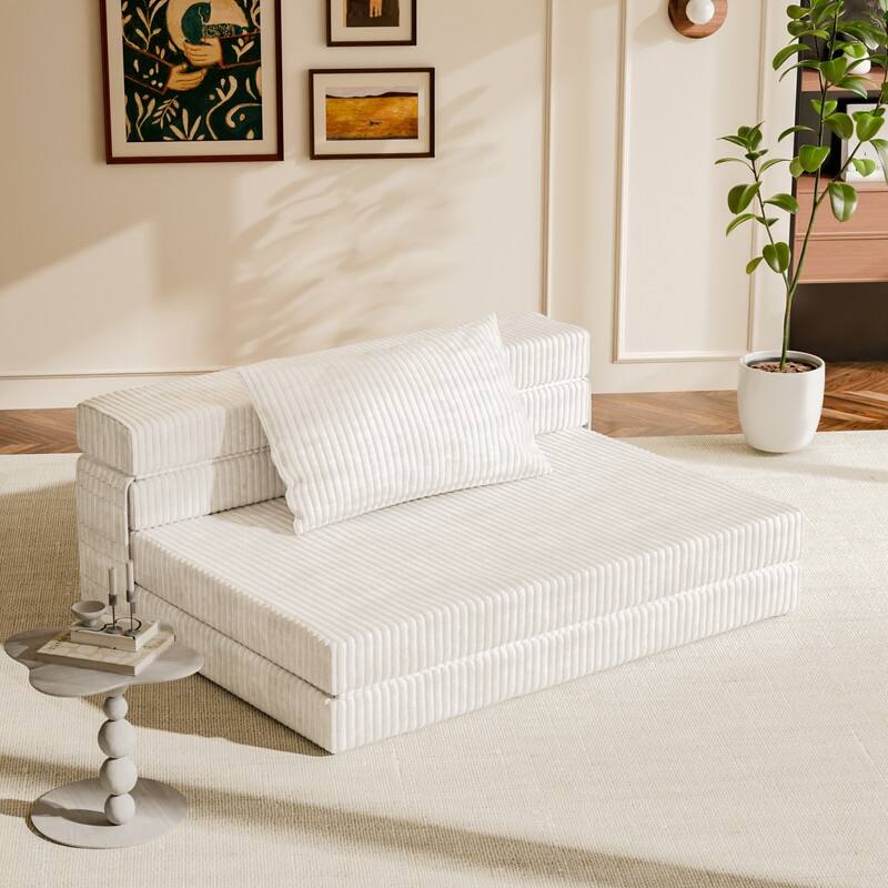 Folding Sofa Bed, Convertible Sleeper Chair with Pilow Foldable Matress, Comfy Floor Sofa Lounge for Living Room, Apartment