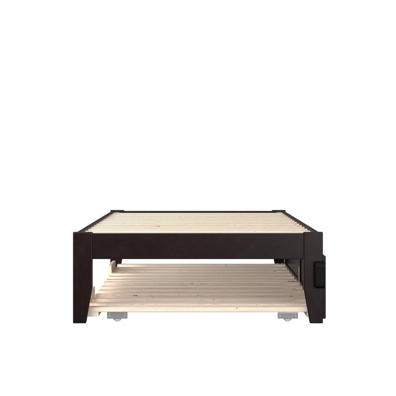 Twin XL Bed with Trundle - Espresso Finish, Extra Long Daybed, Strong Support, Easy Assembly