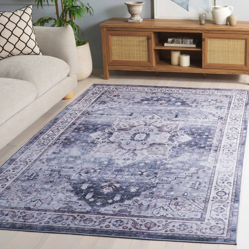 SAFAVIEH Tucson Vineeta Machine Washable & Slip Resistant Rug - Grey/Light Purple - 5' x 8'