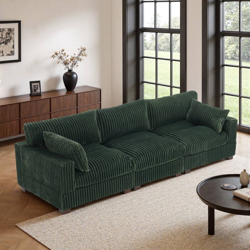 Plush Flannel Modular Sectional Sofa for Living Room