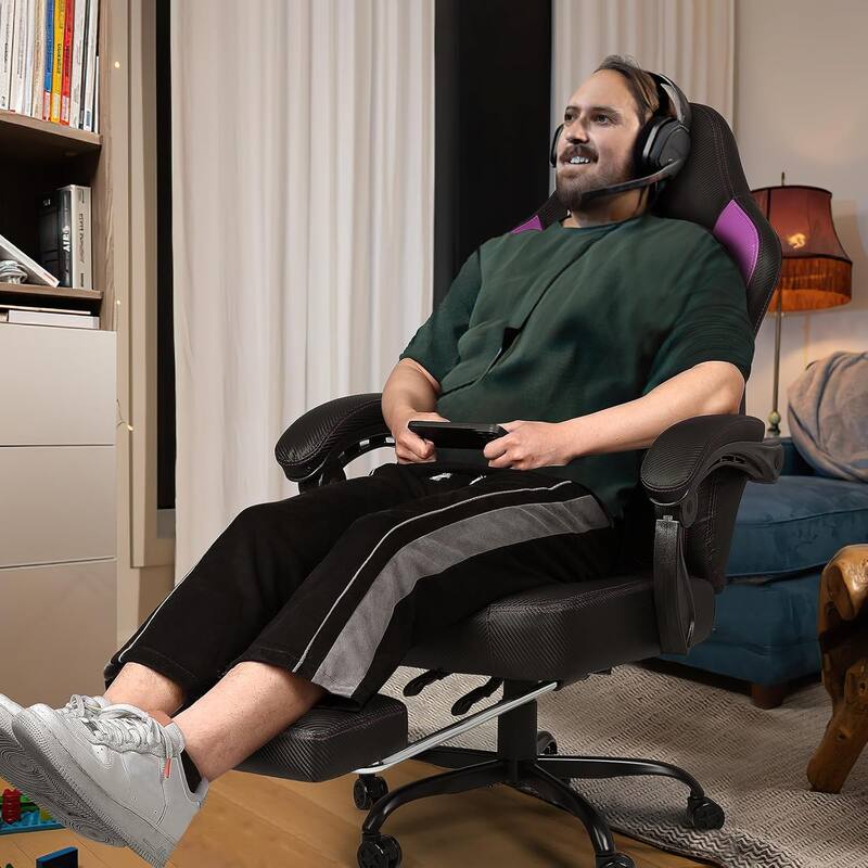 Bossin Gaming Chairs with Footrest, Big and Tall Chair 400 Capacity, Racing Style Computer Chair with Ergonomic Lumbar Support