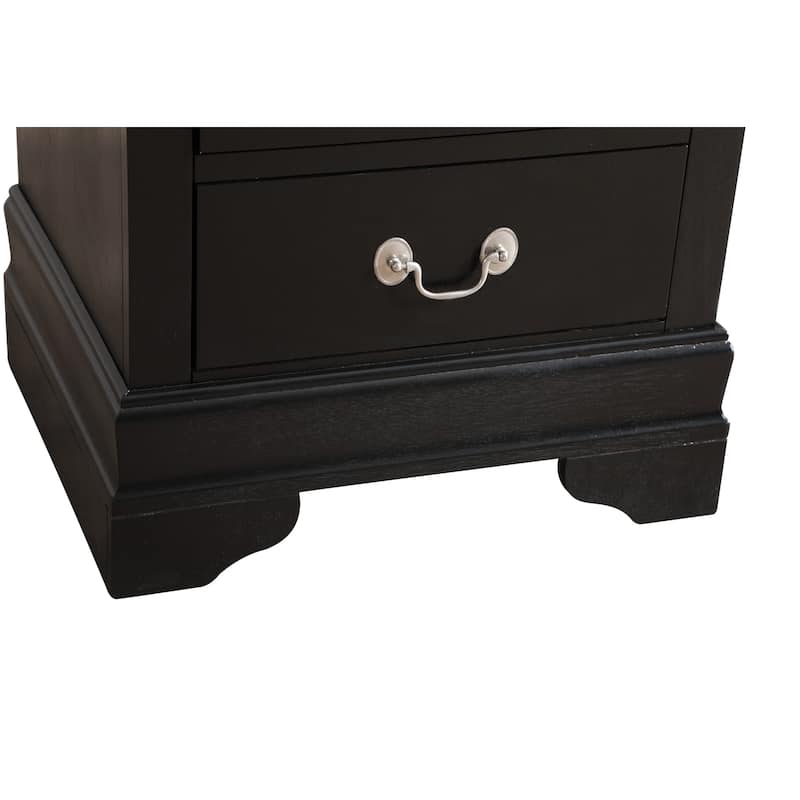 Black Nightstand 24x21x16 with Two Spacious Drawers, Compact Bedside Table for Bedroom Storage and Sleek Contemporary Look
