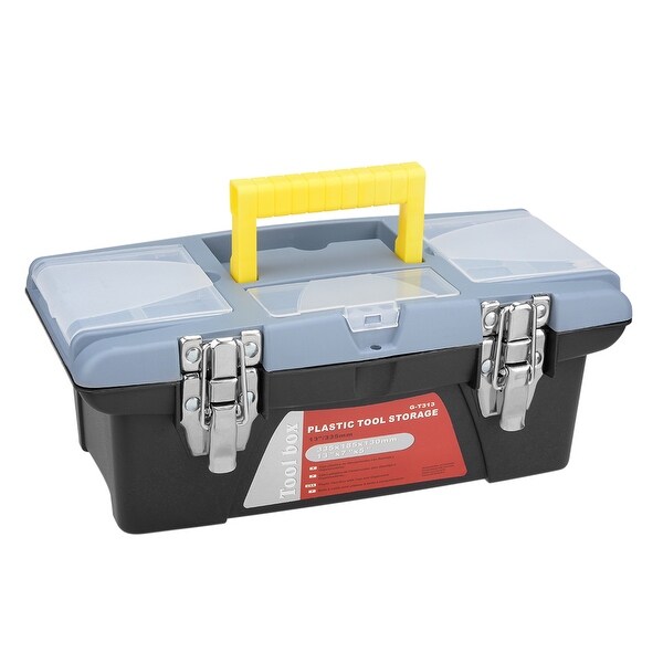 13-inch Tool Box with Tray and Organizers Includes 3 Small Parts Boxes