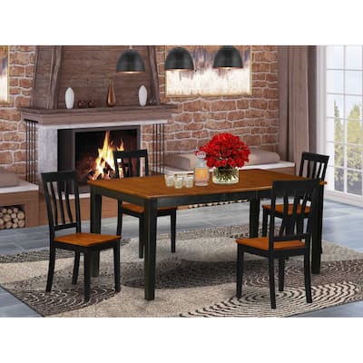 HomeStock 5-Pc Black and Cherry Finish Solid Wood Top - Dining Room Set - Seats 4