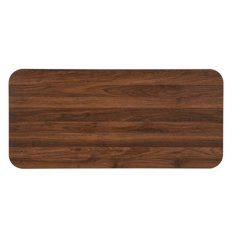 Aron Mid-Century Modern Coffee Table with Semi-Open Tambour Doors and 4 Hidden Storage Compartments, 47.24"