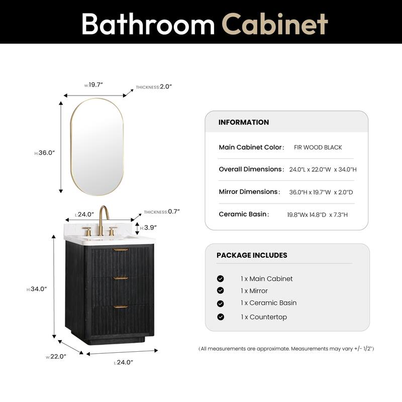 Cadiz Bath Vanity with Composite Stone Top and Mirror