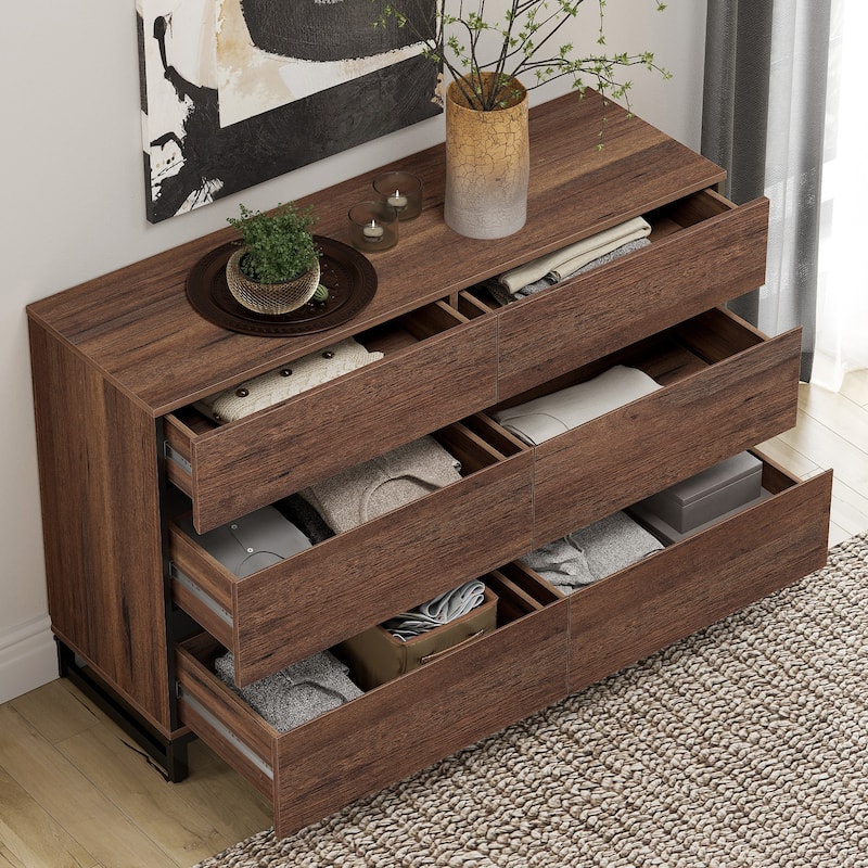 WAMPAT Dresser for Bedroom, Closet Organizers and Storage with Drawers, Chest of Drawers with Metal Base, Modern Wooden Dresser