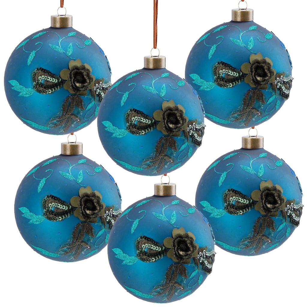 D3.9" Christmas Ball Ornaments, Glass Decorative Hanging Ball Christmas Tree Ornaments for Holiday Decorations, Set of 6