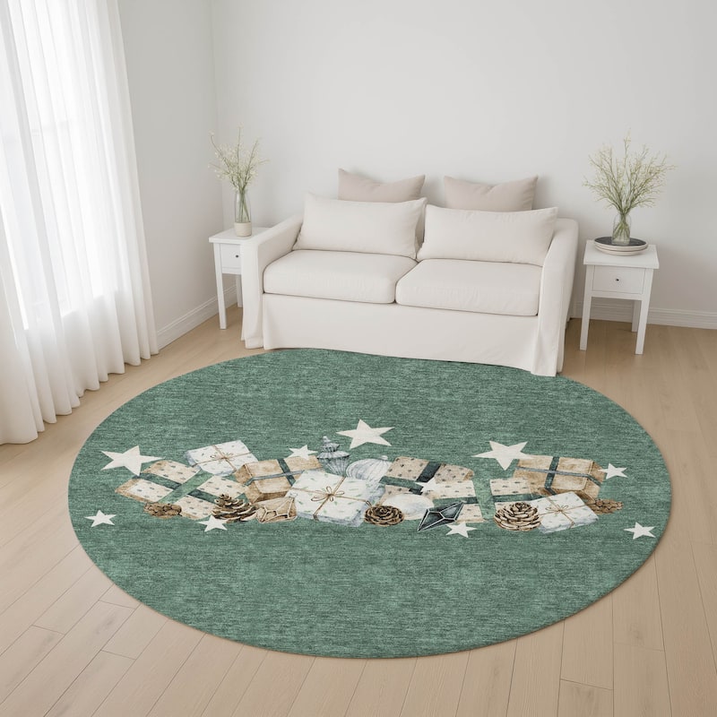 Premium Washable Super Soft Christmas Presents Mayfield Rug - Seafoam - 8' x 8'